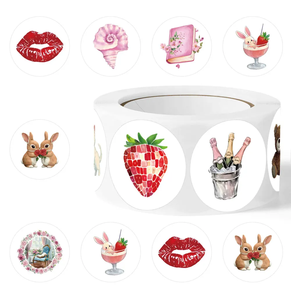 

500pcs Pink Aesthetics Cartoon Graffiti Sticker, Decal Roll Self Adhesive Scrapbooking Envelopes Handmade,Party Supply