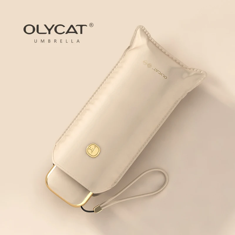 Olycat Luxury Mini Flat Umbrella Rain Women ombrelli trasparenti portatili protezione solare ombrellone UV ombrello per ragazze antivento all\'aperto