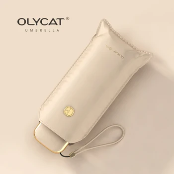 Olycat luxury Mini straight umbrella rain women portable transparent umbrella sun protection UV umbrella girl umbrella windproof outdoor