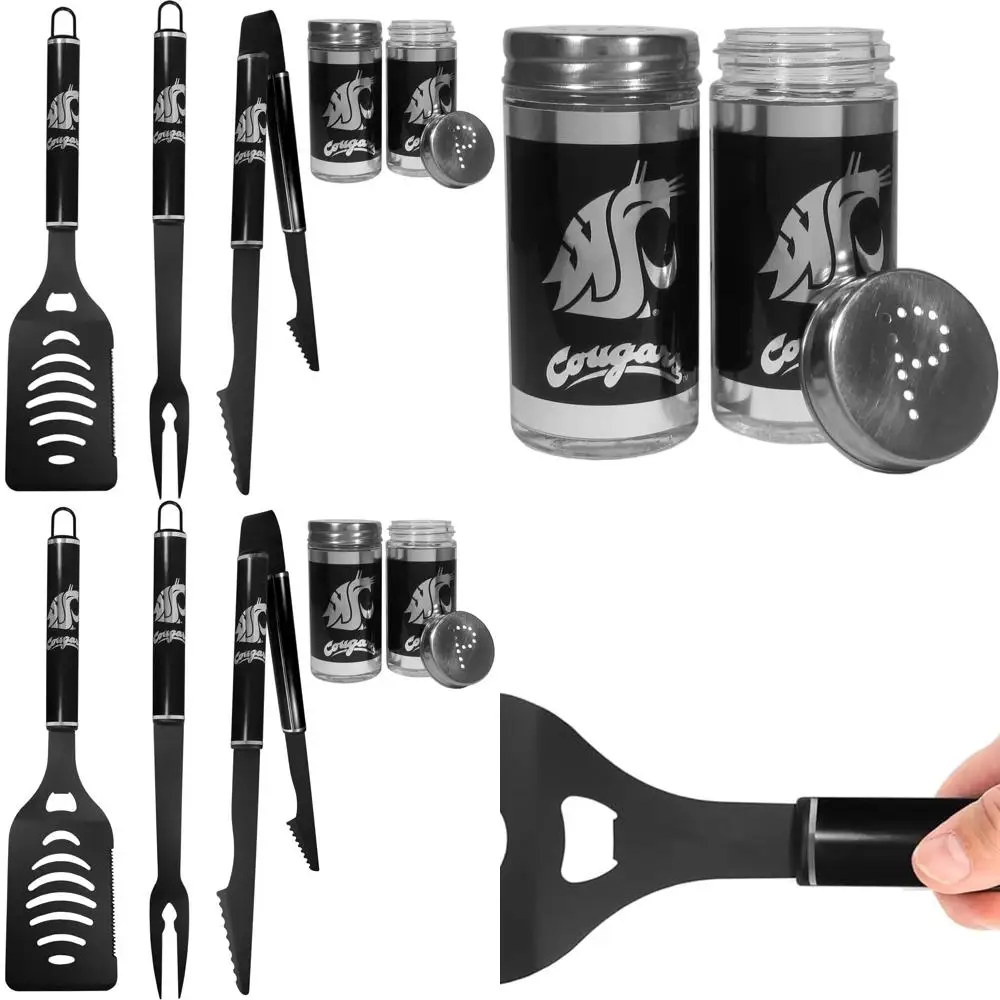 

Washington State Cougars 3-Piece Black BBQ Set with Shakers