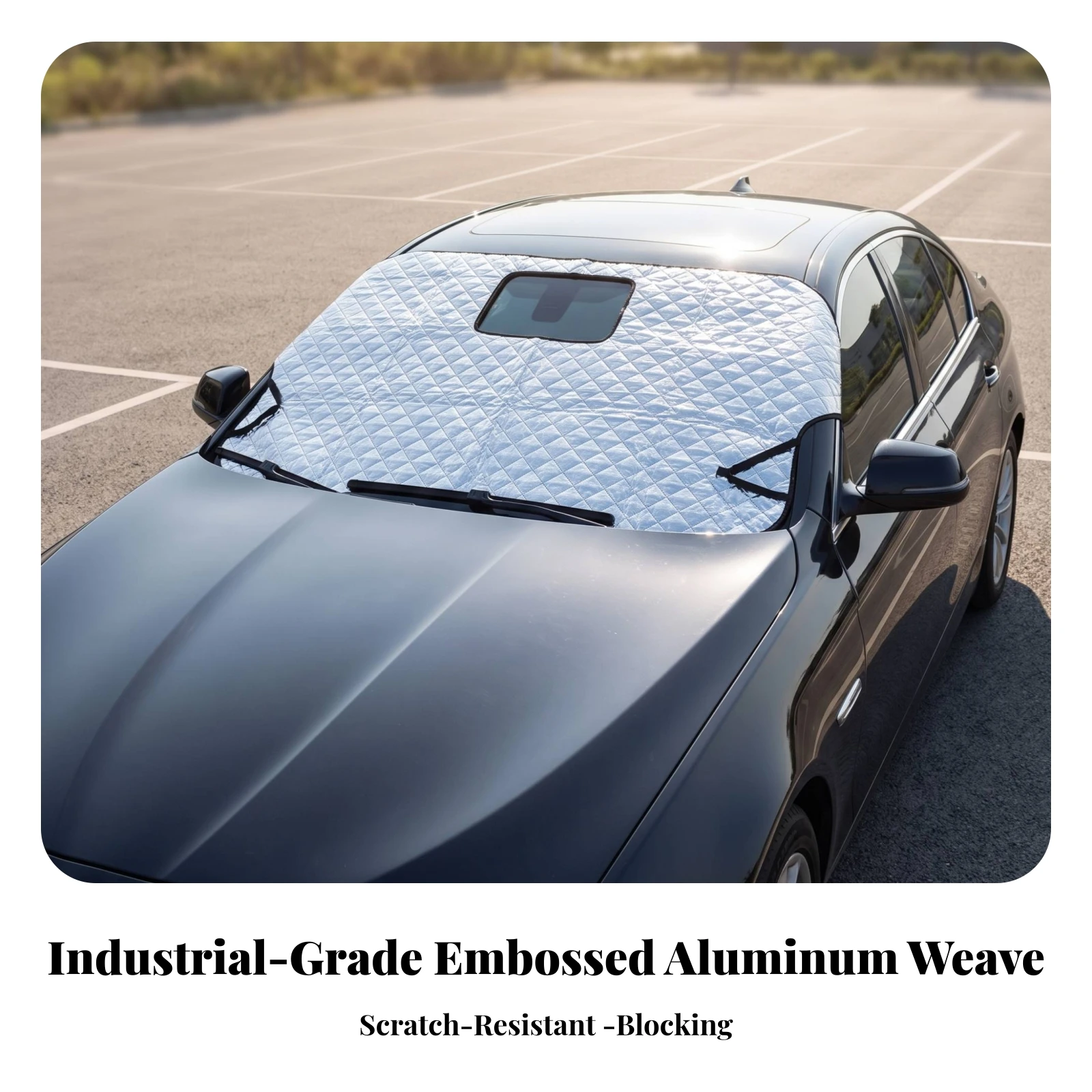 Automotive Windshield Sunshade Heat-Blocking Car Sunshade with Rearview Mirror Cutout Front Window Sun Shade Four-Layer