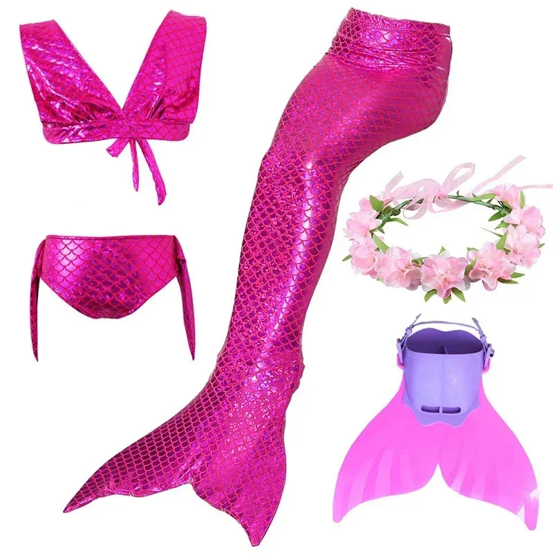 PrettyGirl เด็กว่ายน้ําหางนางเงือกสําหรับสาวชุดว่ายน้ําบิกินี่ชุดว่ายน้ําชุดนางเงือกคอสเพลย์เครื่องแต่งกายสามารถเพิ่ม Monofin