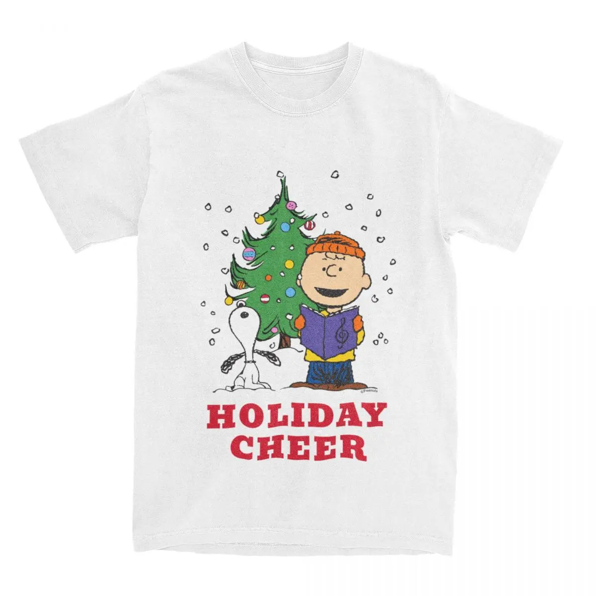 Men Women Peanuts Christmas Caroling Snoopy Graphic Printed Tee Shirt Fashion Cotton Charlie Brown T Shirt Tee Clothing