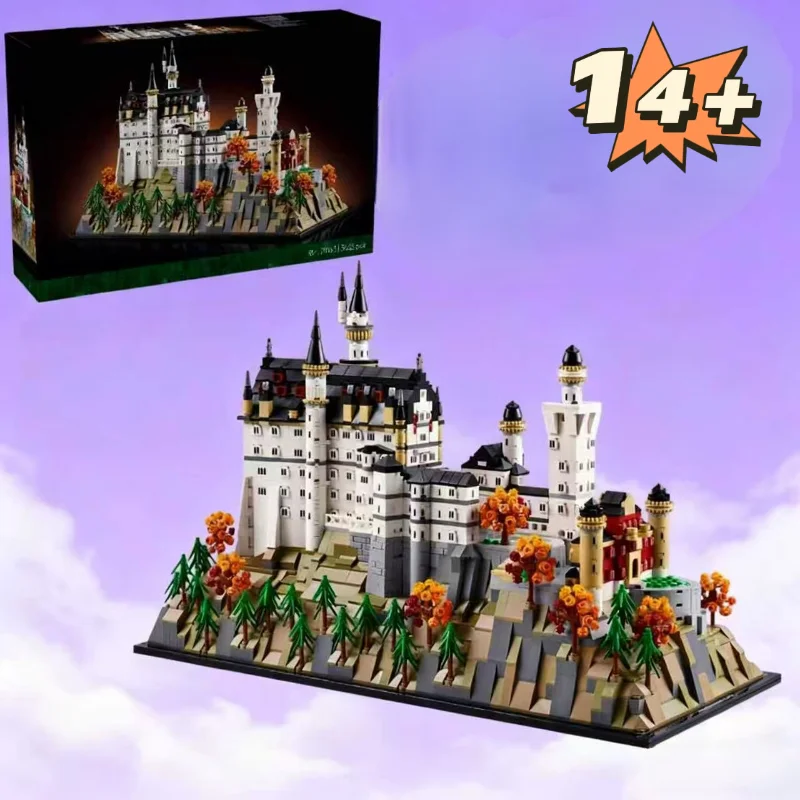 Blocs de construction château Neuschwanstein, 3455 pièces, adaptés à 21063, modèle en brique, artisanat d'art, Architecture, vue sur la rue, jouet, cadeaux de noël