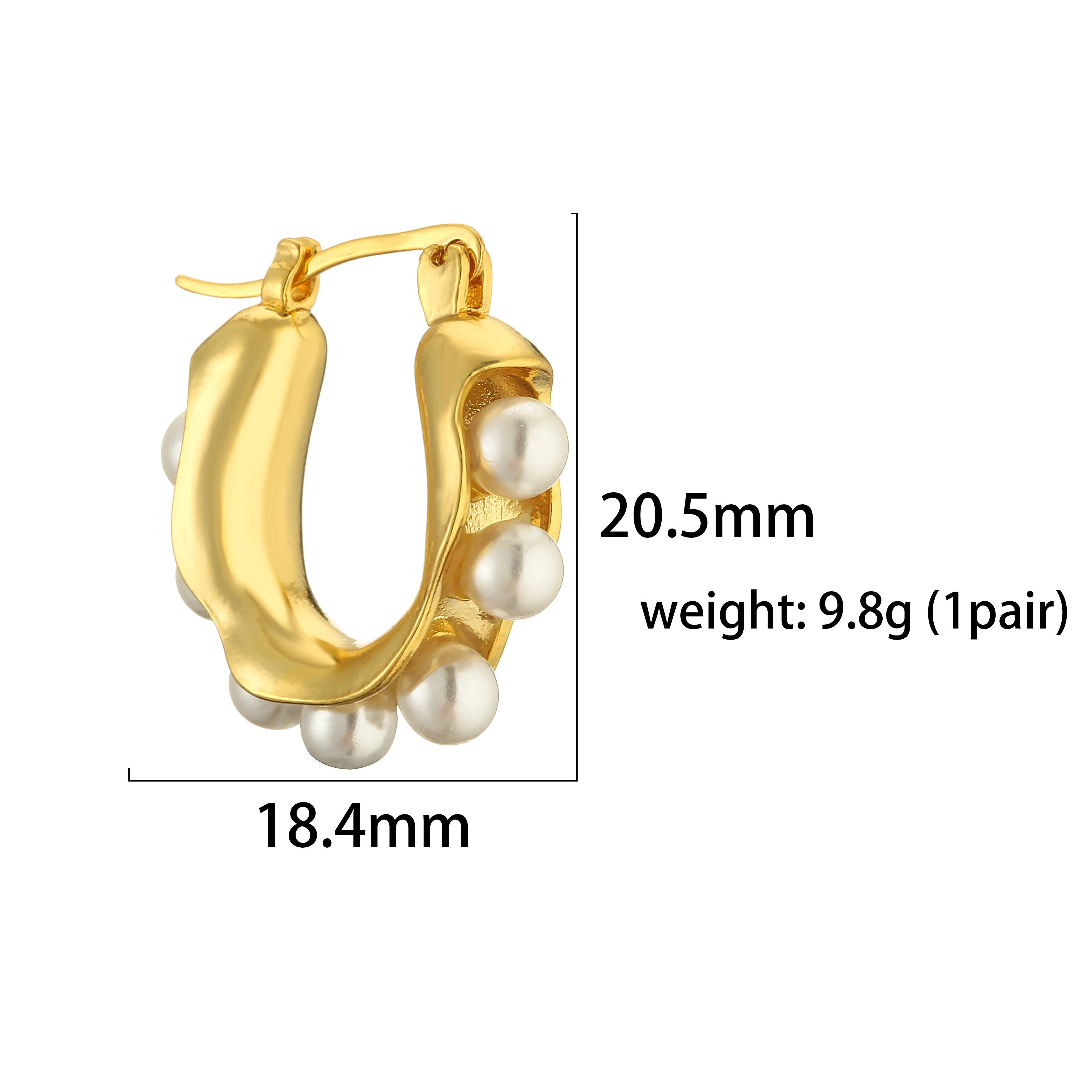 HECHENG,Elegant Artificial Pearl Brass Hoop Earrings New Fashion Jewelry Party Sweet Accessories For Woman Gift