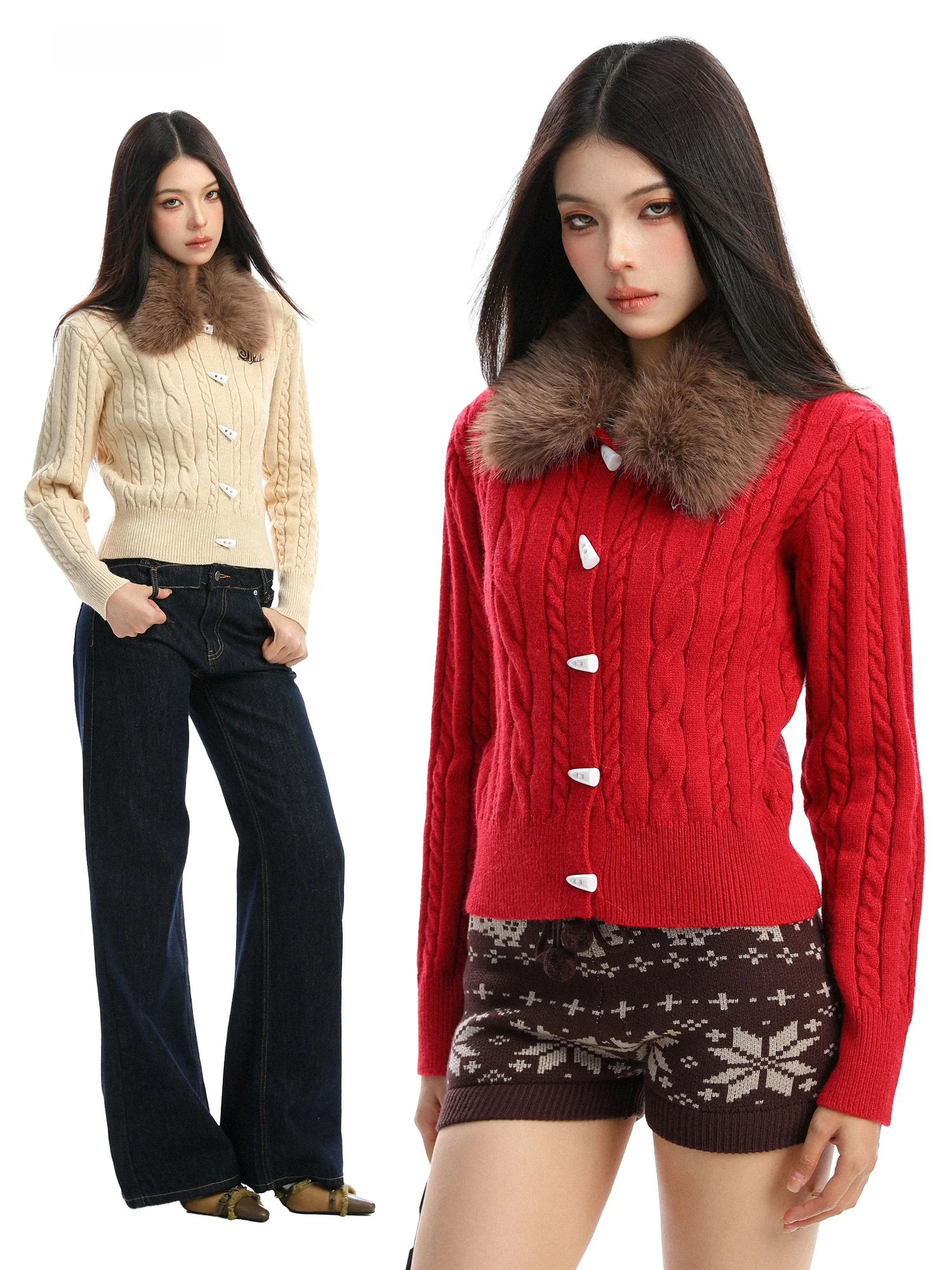 

Женский вязаный свитер с пуговицами, узором «косы», приталенный, осенне-зимний, модный, с поясом, теплый, верхняя одежда, пальто