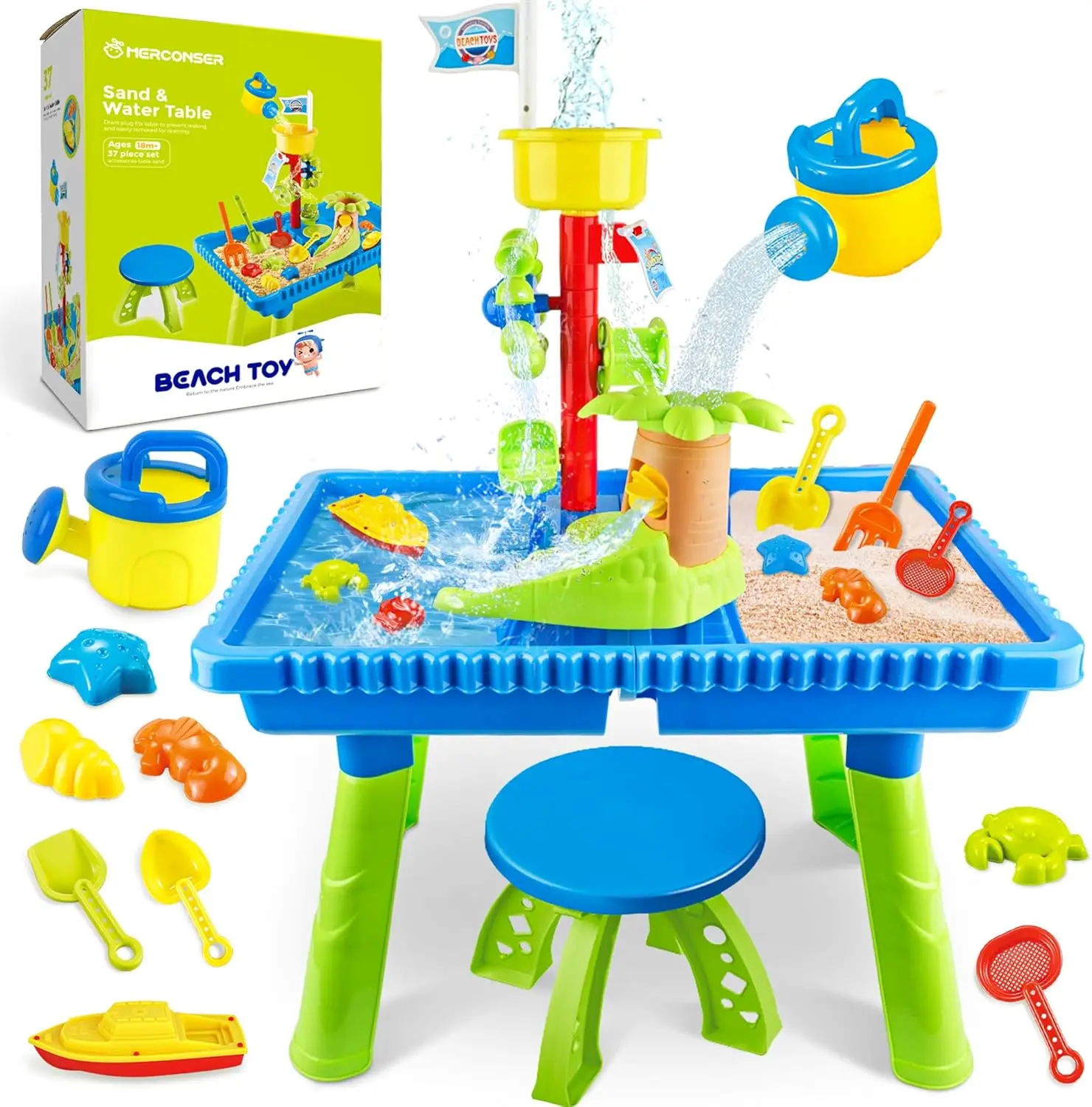 

Kids Sand and Water Table for Toddlers Watertable for Boys Girls, Outdoor Activity Sensory Table Summer Toys Backyard, Beach Toy