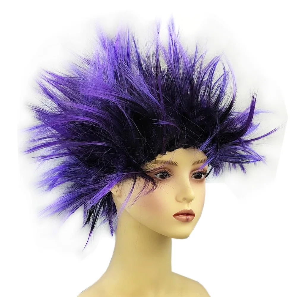 مضحك انفجار رئيس شعر مستعار القنفذ رئيس المتسول شعر مستعار تأثيري متعدد الألوان هالوين أغطية الرأس مجموعة الأداء تسريحات الشعر الملونة #6