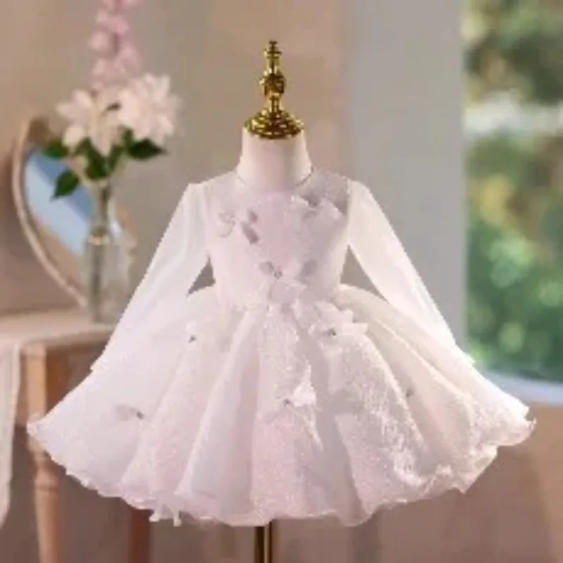 Girls Luxury Flower Girl Wedding Dress Puffy PrincesPageant Host Evening Reception Dressess Ball Gown for Baby Birthday Party