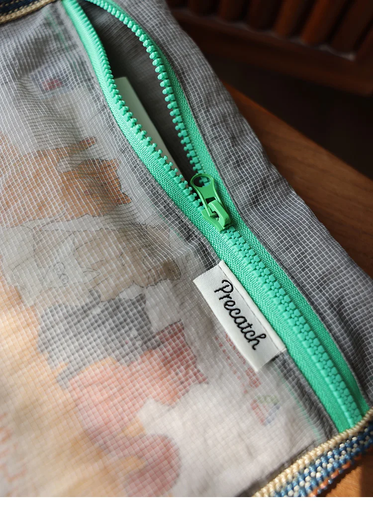 Translucent Mesh Nylon Storage Bag ID Bag Travel Ticket Data Line Pen Storage Portable Thin Foldable Cosmetic Bag Pencil Case
