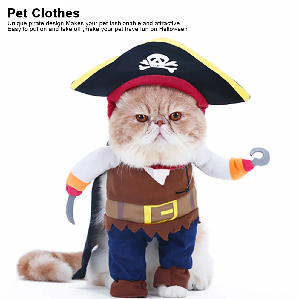 Durable Polyester Pet Halloween Clothes Cute Funny Pirate Costume Dress Up For Cats Dogs