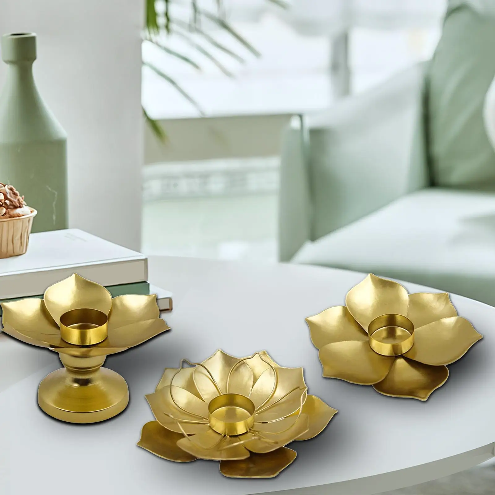 Iron Lotus Flower Candle Holder Tall Candlestick Tray Elegant Metal Decor for Any Room Wedding Table