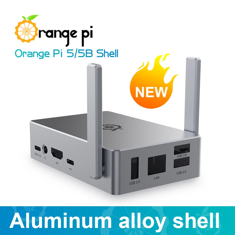 

Корпус из алюминиевого сплава Orange Pi подходит для платы разработки Orange Pi 5 или Orange Pi 5B, металлический корпус