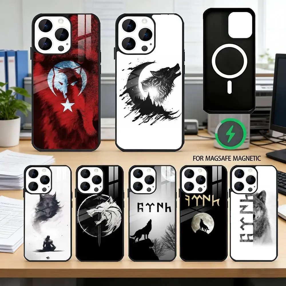 

Turk Wolf Turkey Flag Phone Case For iPhone17,16,15,14,13,12,11 Plus,Pro Magnetic with Magsafe Wireless Charging