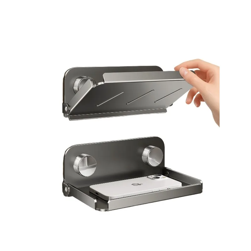 Stainless steel suction cup, toilet foldable tissue rack, public toilet rack, no punching bedside storage rack