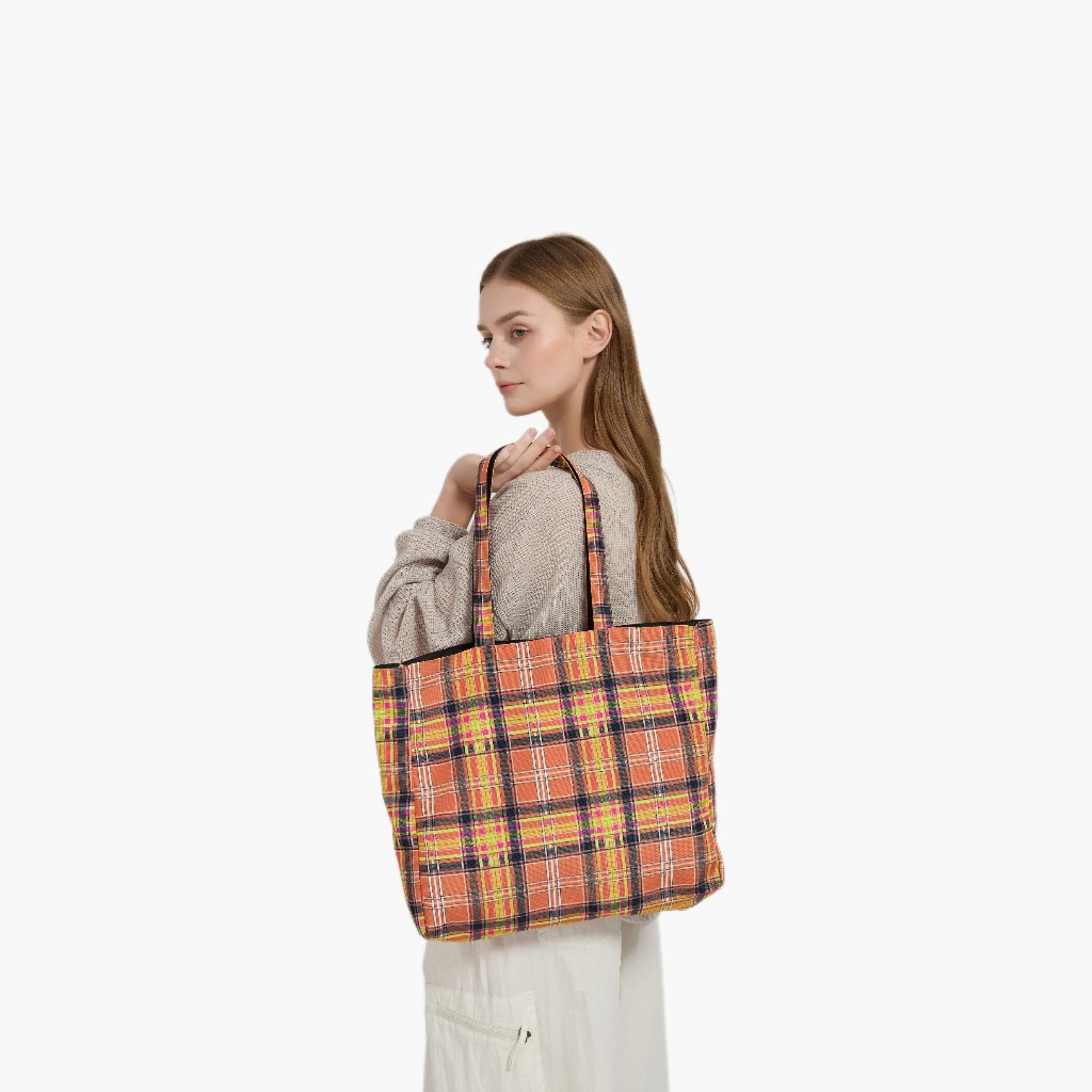 bikkie-borsa-tote-retro-a-quadri-arancioni-grande-capacita-borsa-a-tracolla-monocolore-stile-casual-e-semplice-borsa-da-donna
