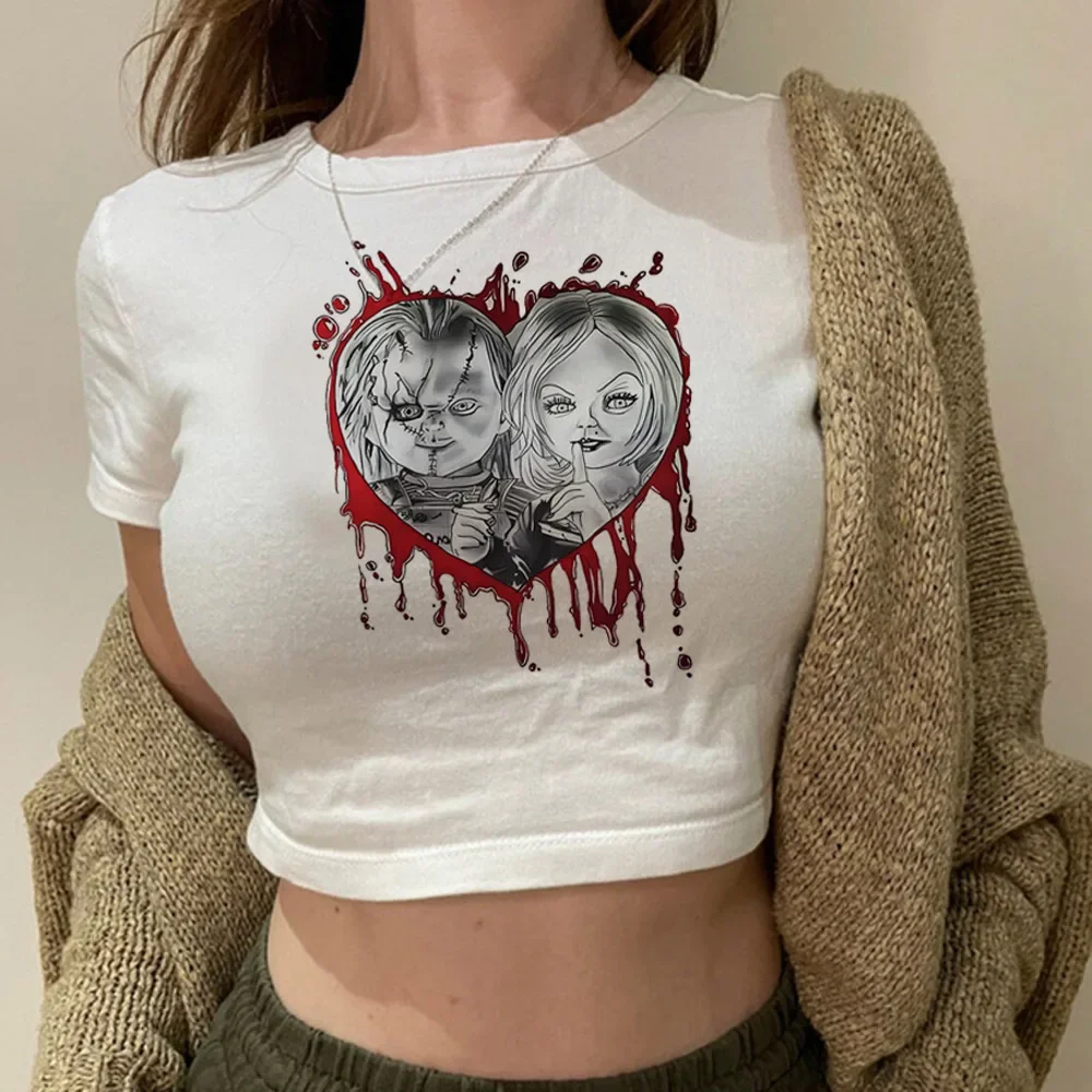 خمر الجنية Gyaru Verano Mujer Camiseta تشاكي المحاصيل الأعلى بيبي دول Recortado الملابس الجمالية #2