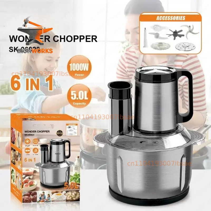 5L Electric Meat Grinder - Multifunction Food Chopper & Vegetable Slicer for Home Kitchen