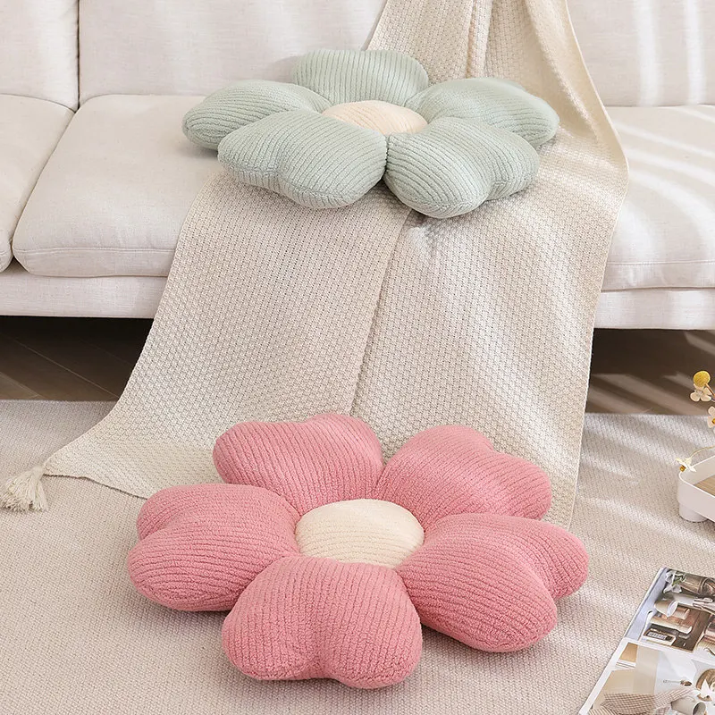 Stuffed Five Petal Flower Cushion Girly Room Decoration Plant Cushion Bay Window Pink Flower Set Kids Bedroom Seat Pillow Gift