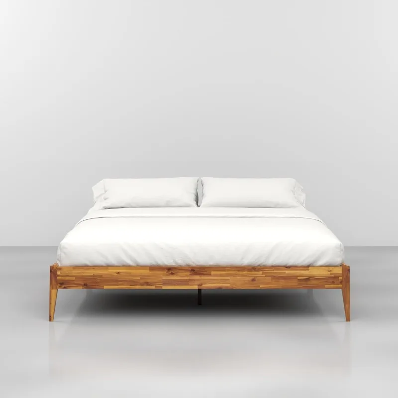 King Bed Frame Wood 15 Inch - Solid Wood Platform Bed Frame - Japanese Joinery Bed - Modern & Minimalist Style