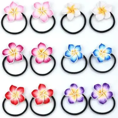 

12 шт., резинки для волос с цветочной веревкой Plumeria, эластичные резинки для волос на лето, свадьбу, тропический костюм, аксессуары для волос