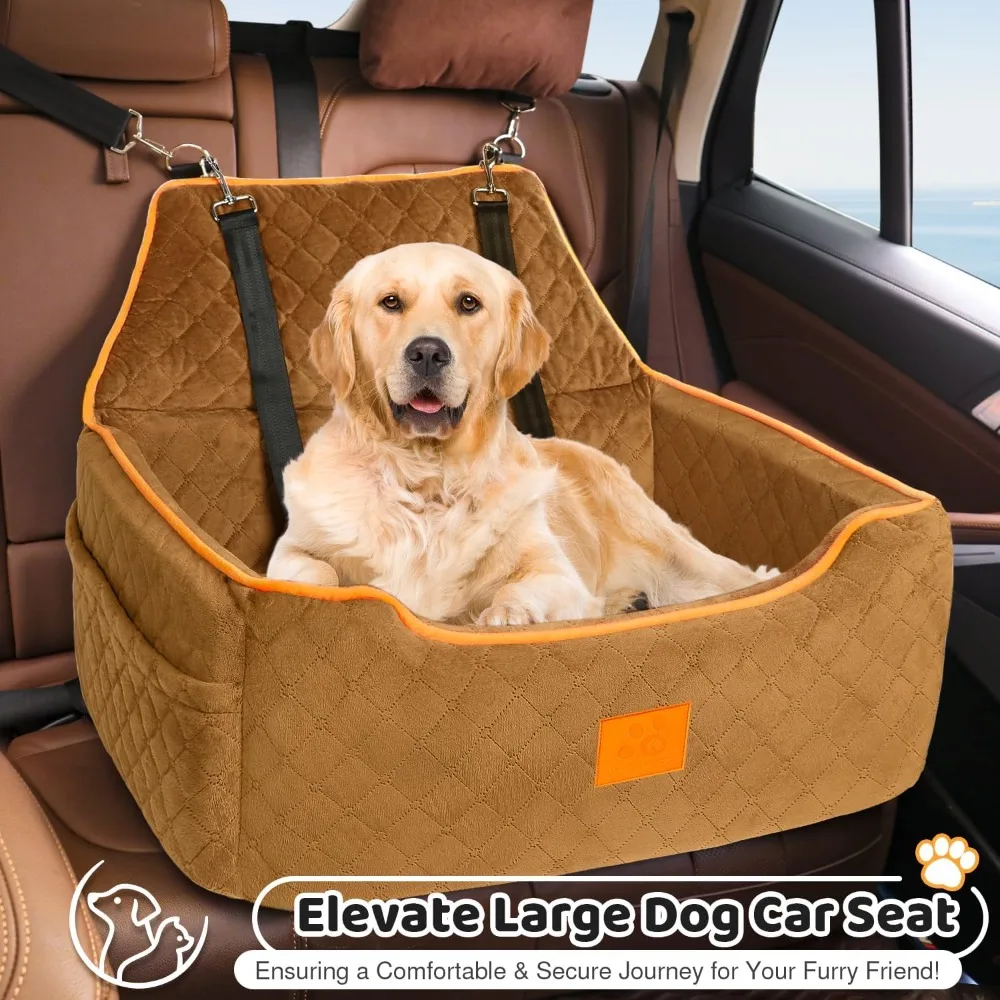 

Dog Car Seat for Large/Medium Dogs, Booster Bed Under 55Lbs or 2 Small Dogs, Detachable and Washable Travel Pet Seat