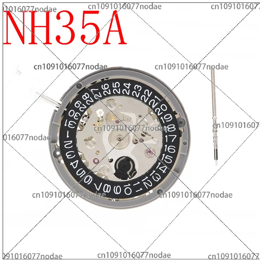 Black NH35 Japan Genuine Automatic Mechanical Movement High Accuracy 24 Jewels Mod Watch Replacement NH35A Date At 3:00