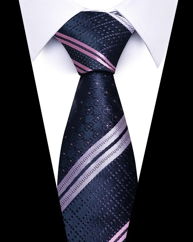 Hochwertige Hochzeitskrawatten für Männer, modisch, neuer Stil, blauer Streifendruck, Krawatten, tägliches Büro, Bekleidung, Accessoires, Geschenk für Männer – Detail 36