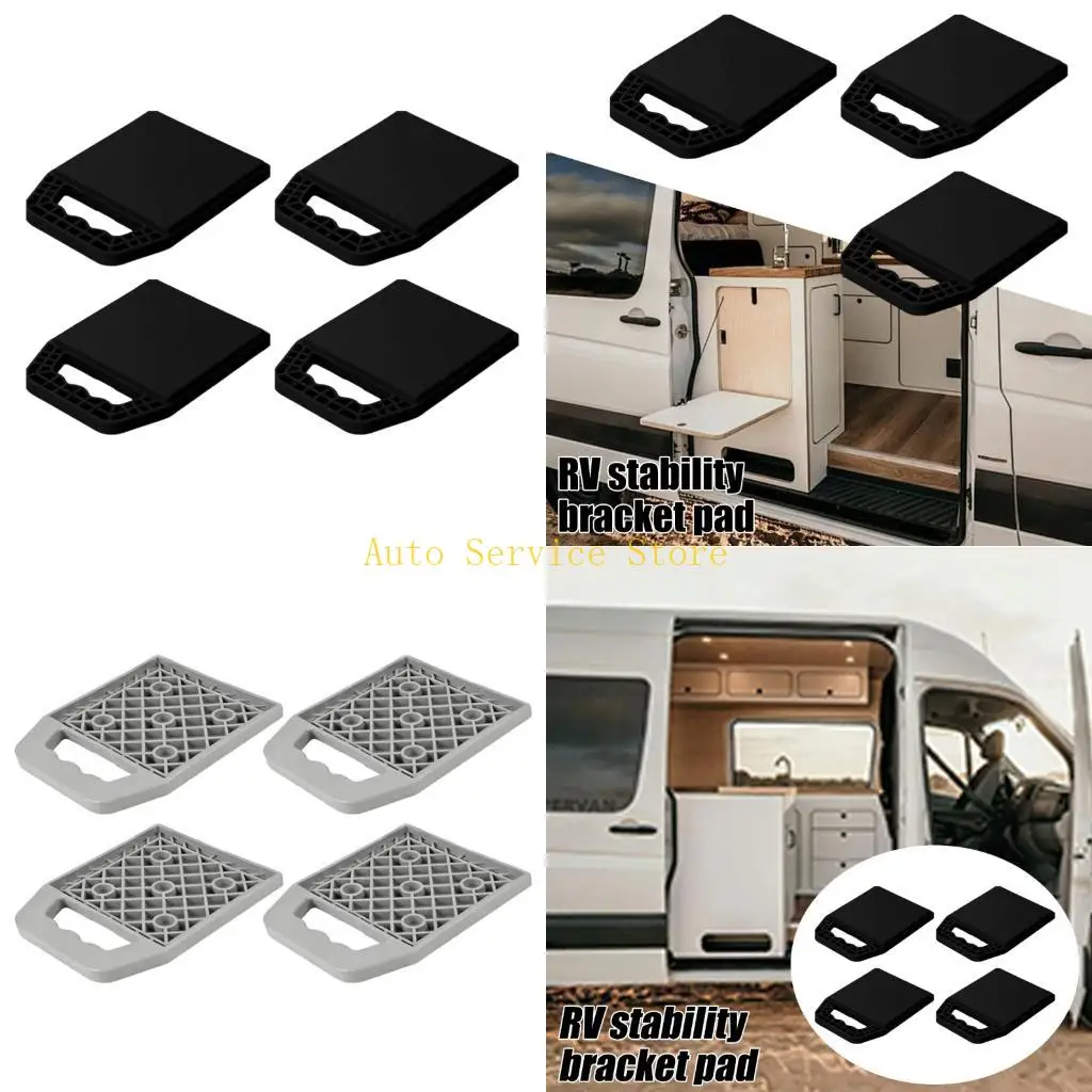 462A 4 Pcs Parking Support Pads for Travel Trailers Plastic Base Blocks with Rectangular Border and Contact Points for Travel