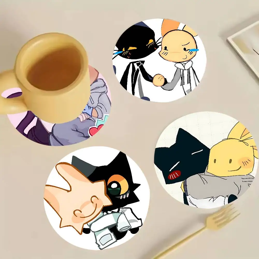 Intern and S-Secret Agent Round Wooden Coaster Decorative Coffee Cup for Use in Coffee Shops Bars