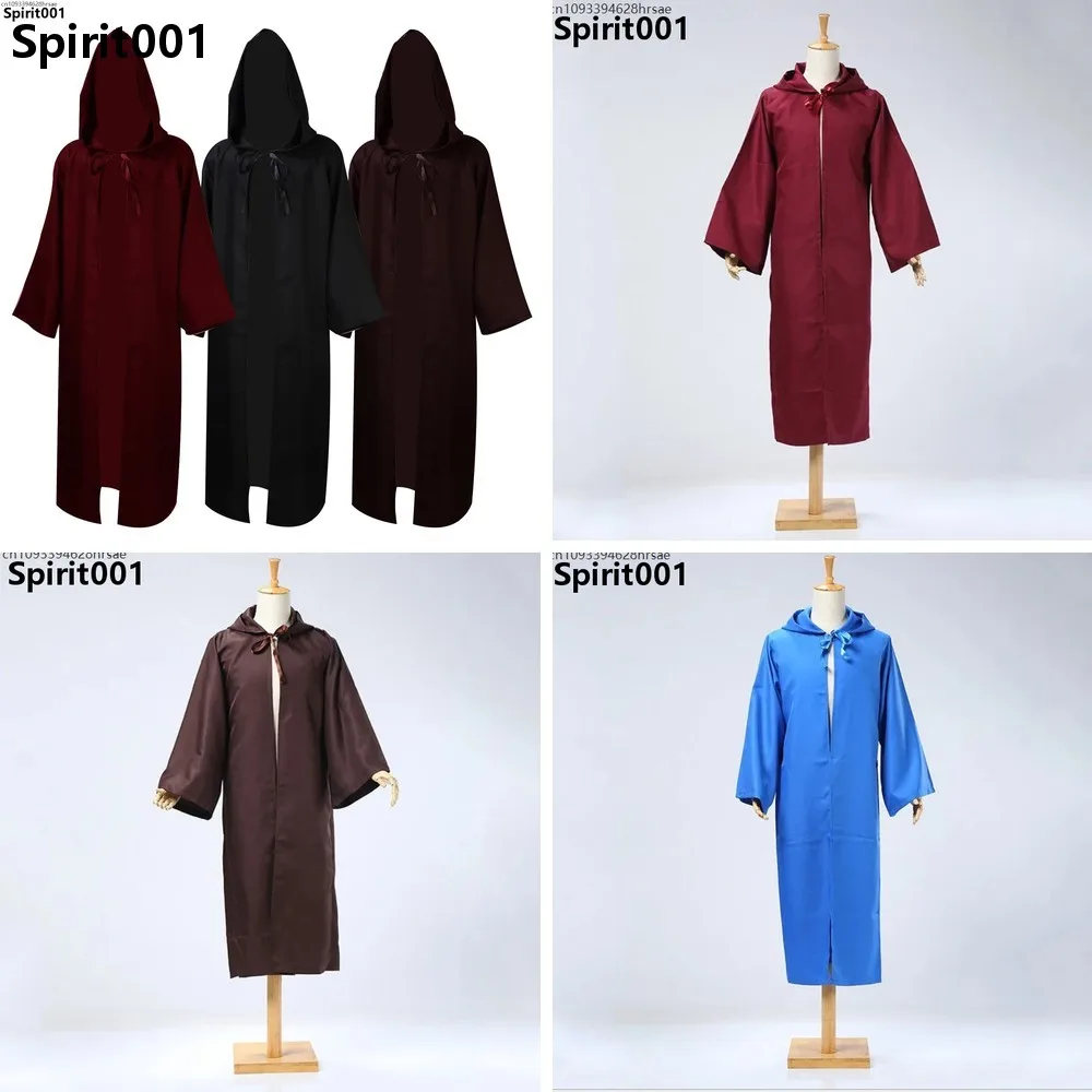 

Hooded Black Robe Wizard Cloak Costume Set for Halloween Cosplay Adults and Kids Long Shirt Tunic