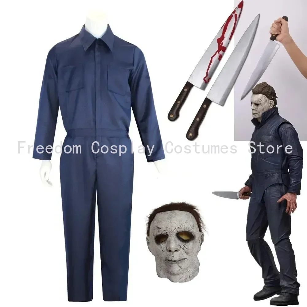 Michael Myers Kostuummasker Cosplay kombinezon na Halloween stroje Horror krwawy zabójca karnawałowy kostium na Halloween dla dorosłych kombinezon