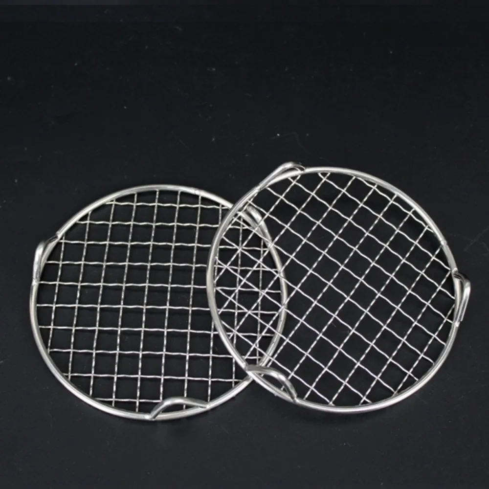Grilling Mat Stainless Steel BBQ Cooling Rack Round Shape Stackable Air Fryer Rack Non-Stick with Foot BBQ Net Home Kitchen