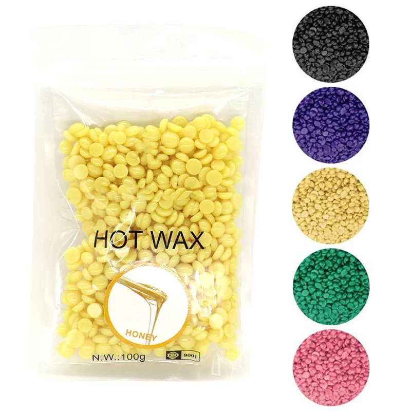 100g Hard Wax Beans Solid Hair Remover No Strip Depilatory Hot Film Wax Bead Hair Removal for Full Body Bikini Face Leg Eyebrow