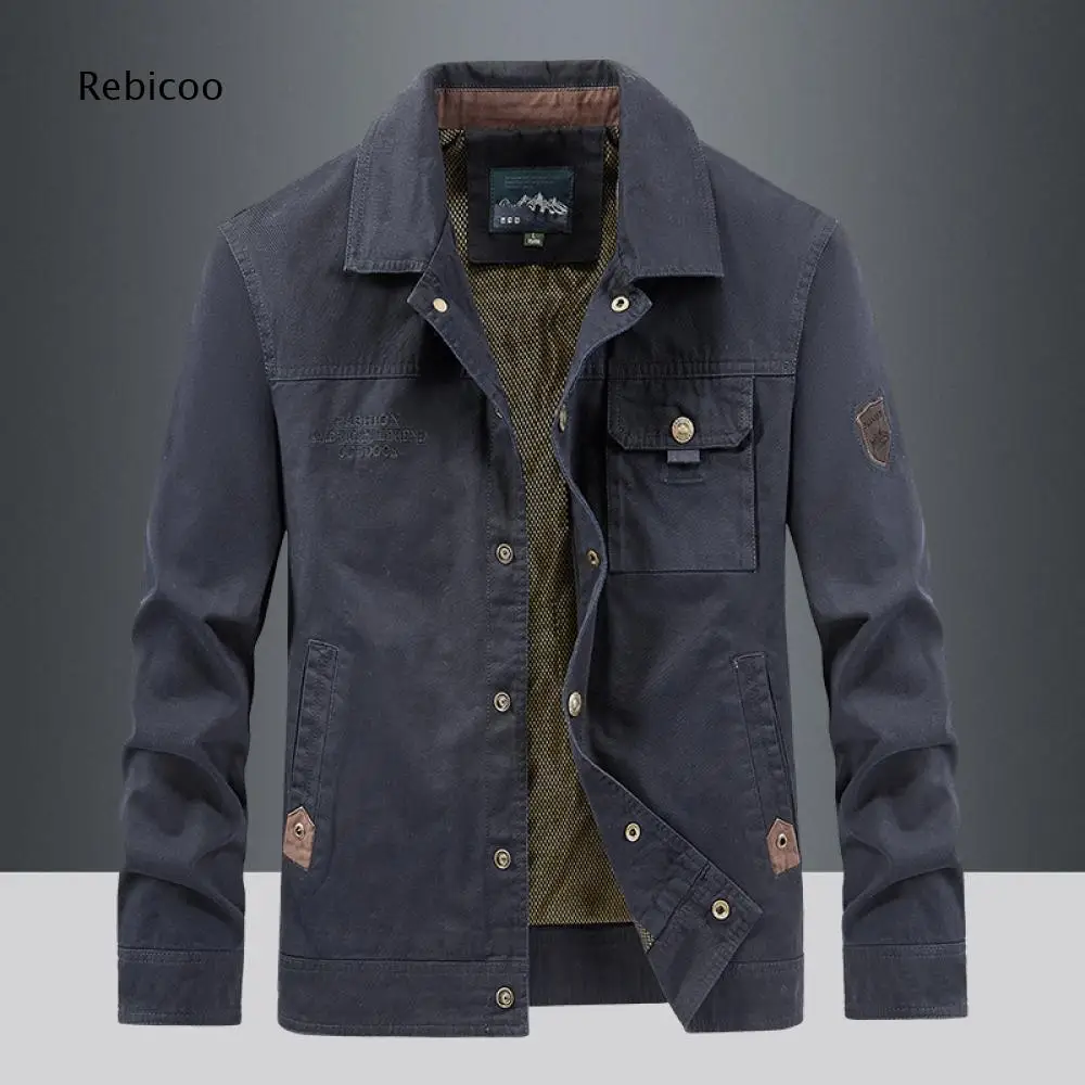Turn Collar Work Jacket For Men Button Front And Multiple Pockets Suitable For Cool Weather Daily And Casual Social Occasions