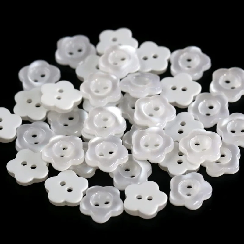 50-100pcs Resin Sewing Button Scrapbooking Flower White Two Holes Button For KIDS Clothes Accessory Diy Buttons For Craft11-15MM