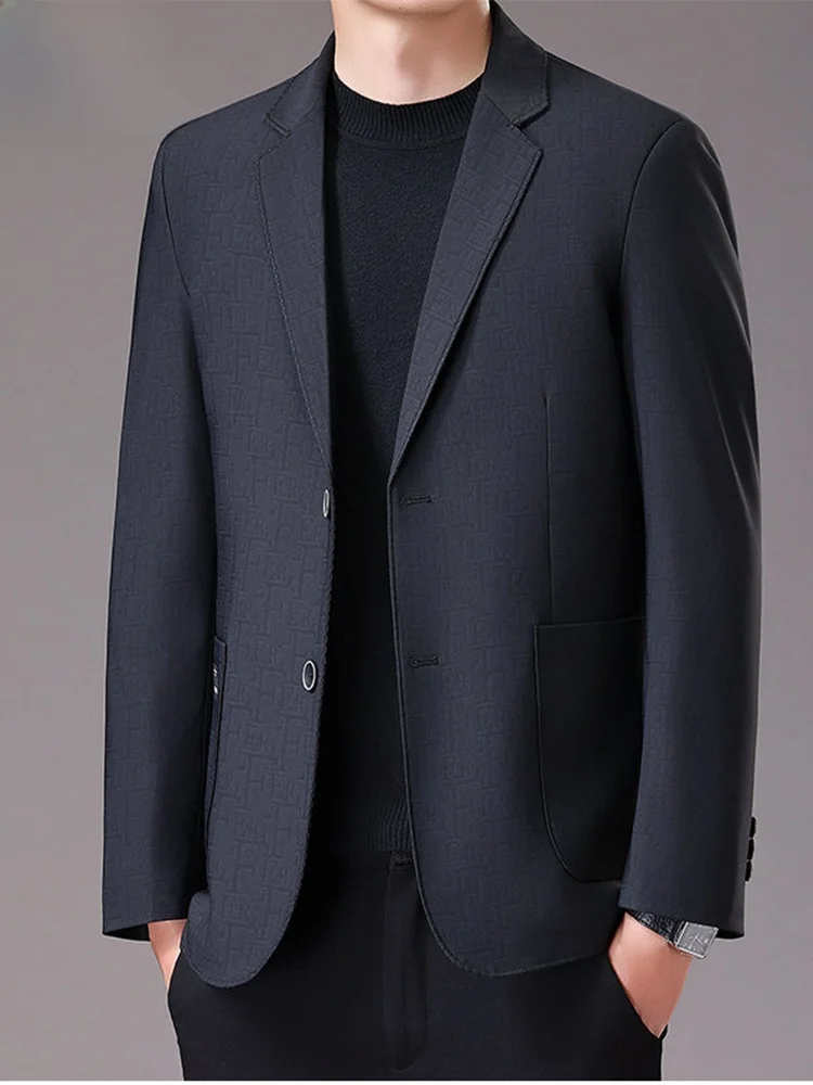 

High Quali Fce Lined Casual Men's Winter Suit Jaet Stand Fit Faionable Urban Sle Long Sve Busin Casual