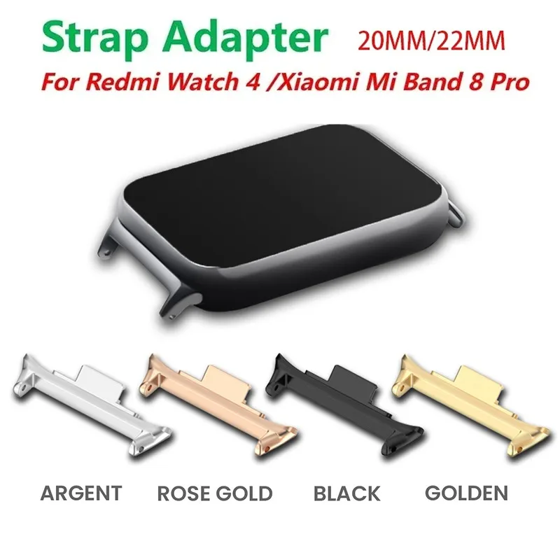 1Pair Adapter For Redmi Watch 4 Watchband Strap Connector Bracelet 316L Stainless Steel For Xiaomi Mi Band 8 Pro Accessories