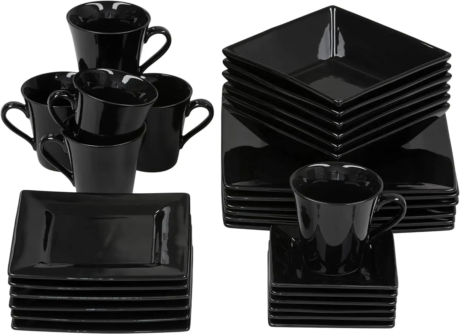 Nova Square 30 pc Dinnerware Set, Black