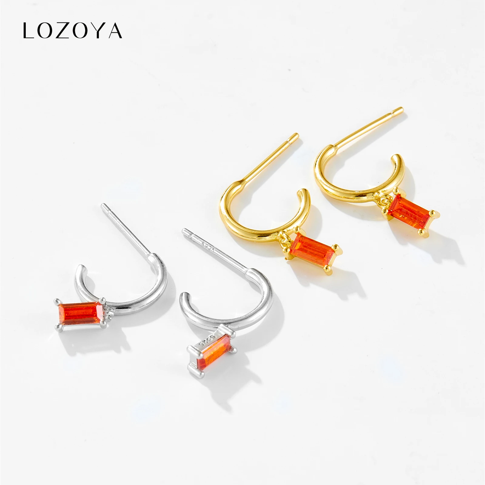 LOZOYA 925 Sterling Silver Middle 7.5mm Drop Earring Circle Huggies Piercing Colorful Zircon Women 2026 Luxury Fine Jewelry