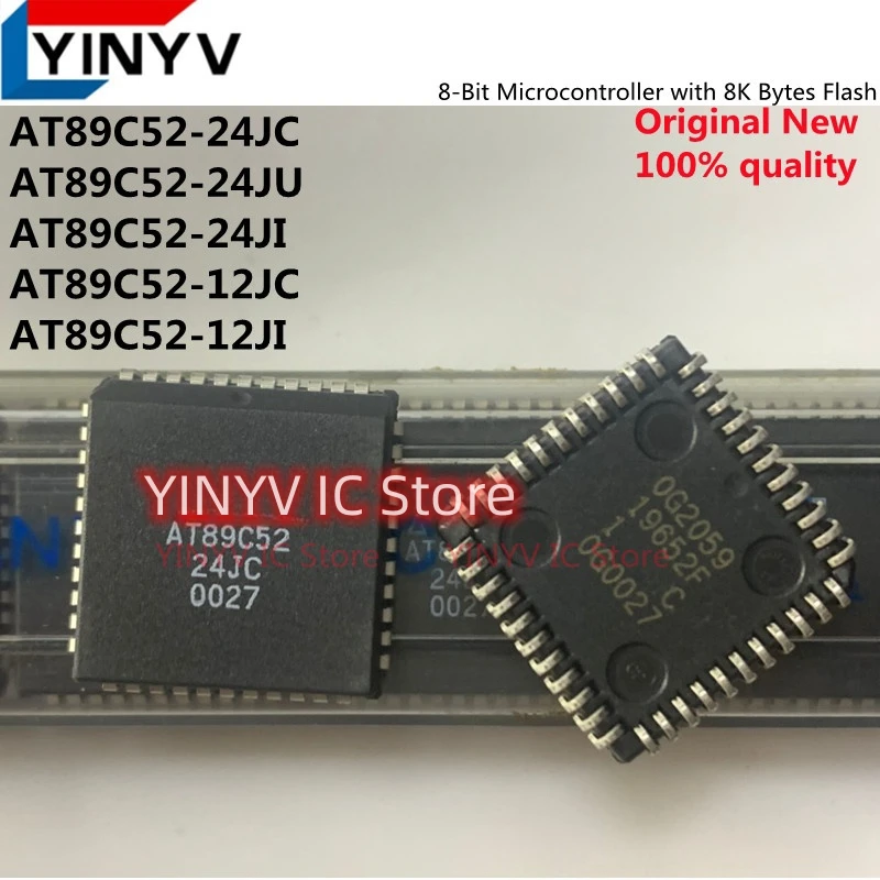 5PCS AT89C52-24JC AT89C52-24JI AT89C52-24JU AT89C52-12JC AT89C52-12JI AT89C52 PLCC-44 8-Bit Microcontroller with 8K Bytes Flash