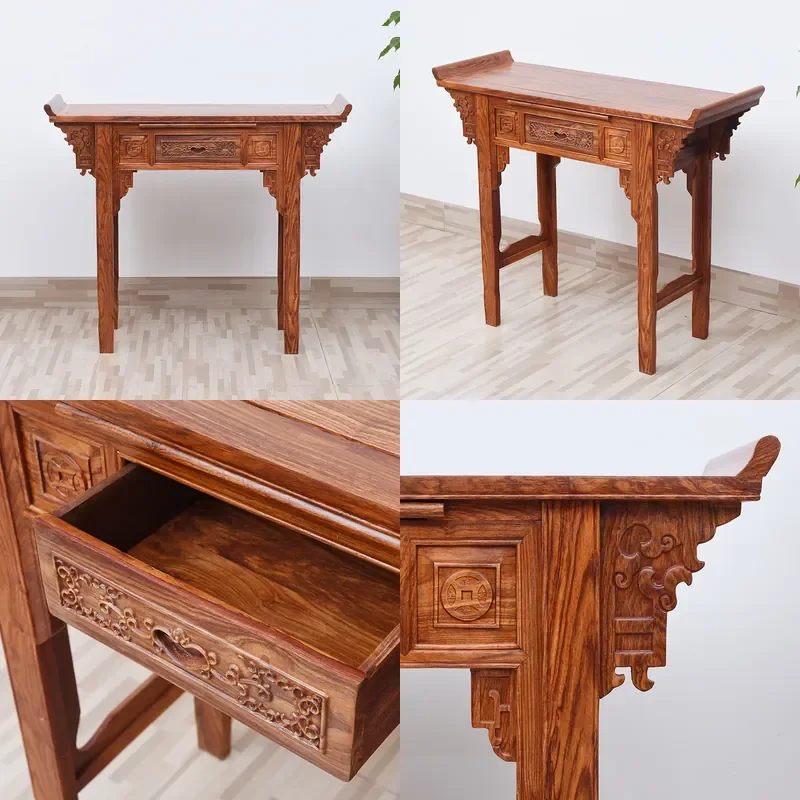 For Solid Wood Mahogany Rosewood Buddhist Table Small Shrine Serving Desk with Drawer Chinese Style Entrance Furniture Home