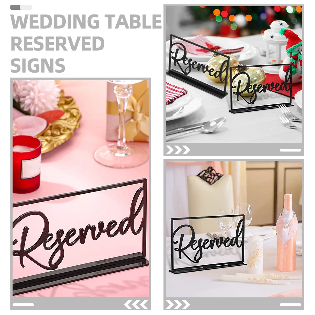 

4pcs Acrylic Table Reservation Sign Reserved Seat Marker For Wedding Party Restaurant Banquet Conference Office Multipurpose