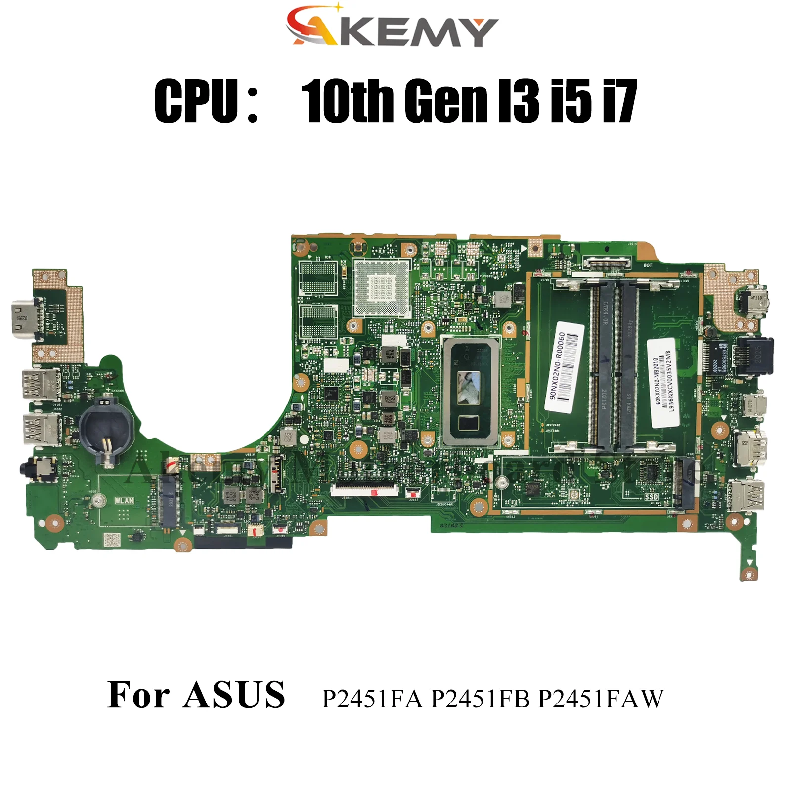 

P2451FA Материнская плата для ноутбука ASUS ProArt P2451FB P2451FA P2451FAW P2451FAV P2451F Материнская плата для ноутбука 10-го поколения I3 i5 i7