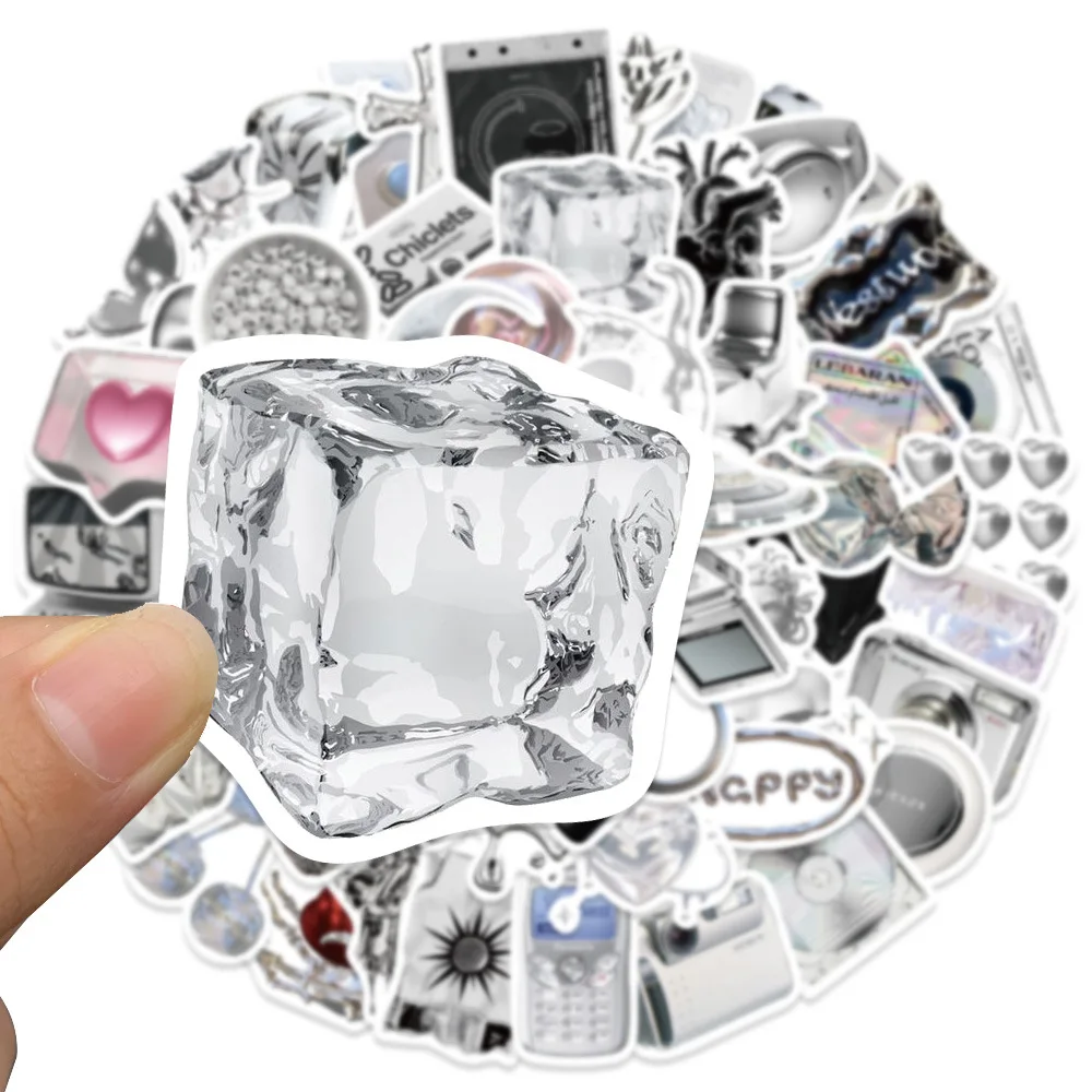 

66PCS Cool Silver INS Style Stickers Waterproof Decals for Skateboard Helmet Laptop Bicycle Motorcycle Stickers Kids Toys Gifts