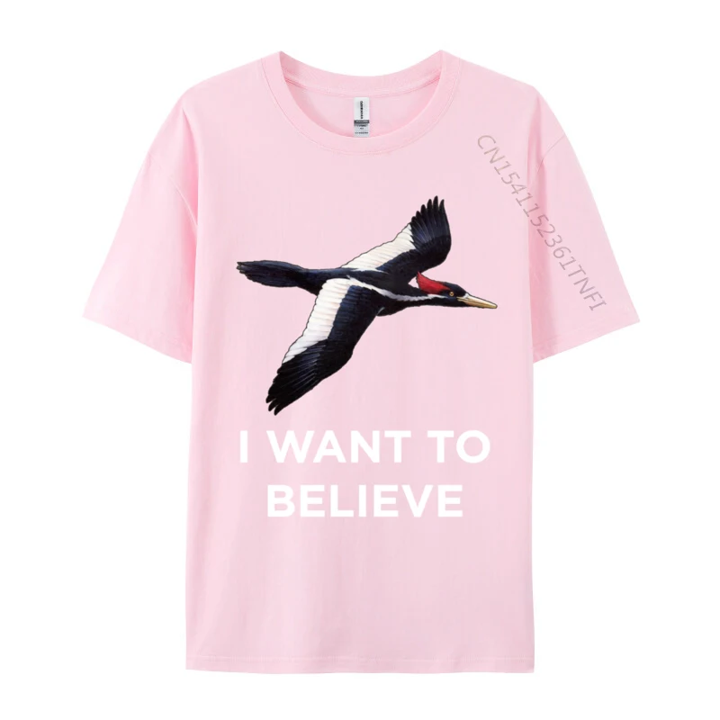 Ivory Billed Woodpecker I Want To Believe Funny Birder Gear Custom Funny T Shirts Wholesale Crew Neck Tees Cotton Mens