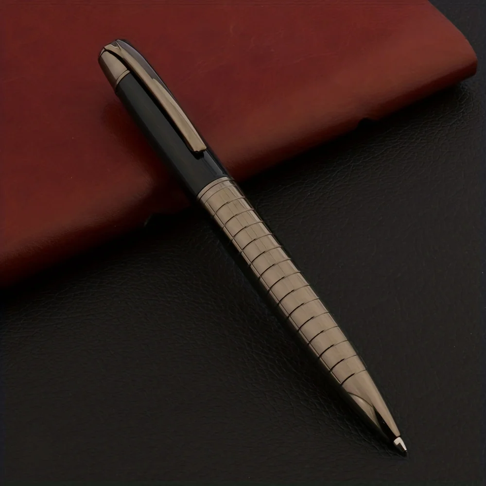 Hochwertiger Marken-Kugelschreiber aus Metall, grau, Retro-Gitter-Design, für Schule, Studenten, Büro, Geschenk, Schreibwaren.