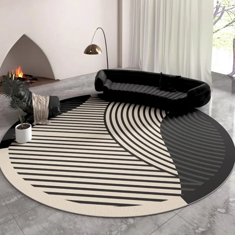 

Round Living Room Carpet Simplicity Geometric Lines Home Decorate Bedroom Bedside Soft Mat Coffee Table Cloakroom Rug Alfombra