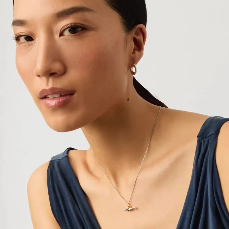Star with the same gold and silver twin T-shaped horizontal necklace light luxury versatile high-end necklace niche design