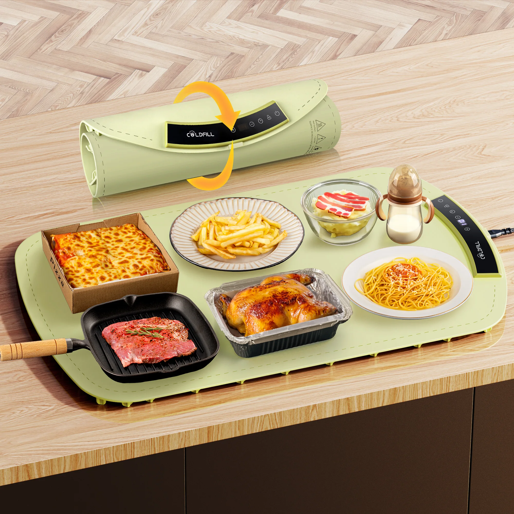 

Food Warmer Tray Mat Quick Heating Pad for 24-Hour Use Ideal for Family Gatherings Kitchen Storage Organization